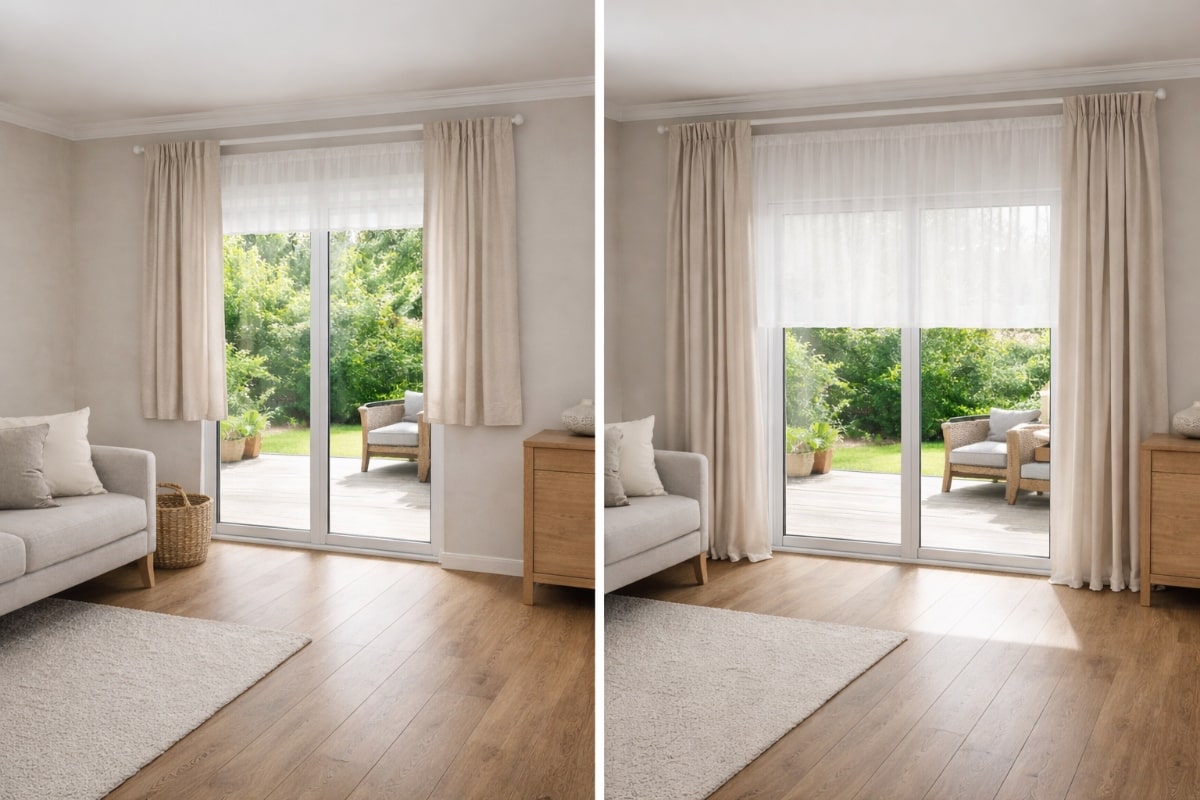 Diferencia estética de como quedan las cortinas a medida y las estándars